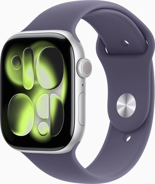 Apple Watch Series 11 Aluminium 46 mm (2025) | GPS + Cellular | argent | Bracelet Sport M/L | violet brumeux 1