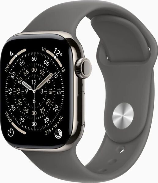 Apple Watch Series 11 Titanio 42 mm (2025) | GPS + Cellular | titanio naturale | cinturino Sport S/M | grigio pietra, image 1 of 1