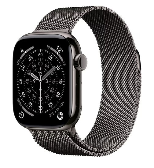 Apple Watch Series 11 Titanium 42 mm (2025) | GPS + Cellular | slate | Milanese Loop | black, image 1 of 2