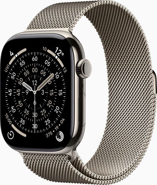 Apple Watch Series 11 Titan 46 mm (2025) | GPS + Cellular | natur titan | Milanaise Armband M/L | natur 1