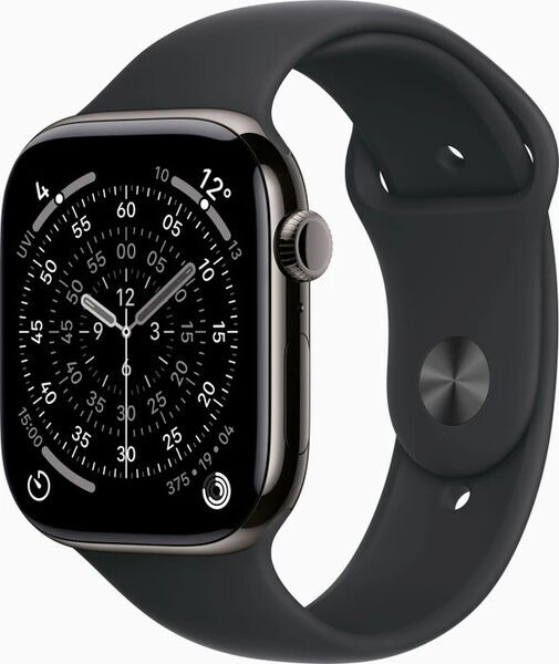 Apple Watch Series 11 Titane 46 mm (2025) | GPS + Cellular | ardoise | Bracelet Sport M/L | noir 1