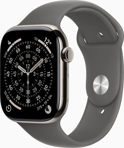 Apple Watch Series 11 Titanium 46 mm (2025) | GPS + Cellular | natural titanium | Sport Band M/L | stone grey, image 1 of 1