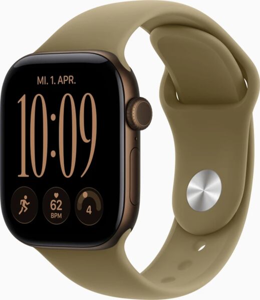 Apple Watch Series 12 Aluminium 42 mm (2025) | GPS + Cellular | Dark Bronze | Sport Band S/M | Olive, image 1 of 3