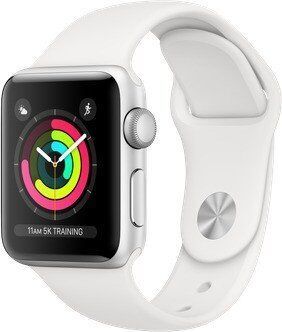 Apple Watch Series 3 (2017) | 38 mm | Aluminium | GPS | sølv | Sportsrem hvid