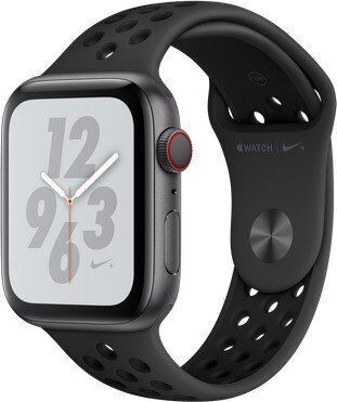 Apple Watch Series 4 (2018) | 44 mm | Alumiini | Nike+ | GPS + Cellular | harmaa | Urheiluranneke musta 1
