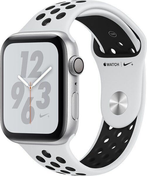 Apple Watch Series 4 (2018) | 44 mm | Alumiini | Nike+ | GPS | hopea | Urheiluranneke valkoinen