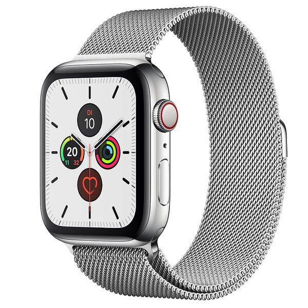 Apple Watch Series 5 (2019) | 44 mm | Stainless Steel | GPS + Cellular | silver | Milanese Band silver 2