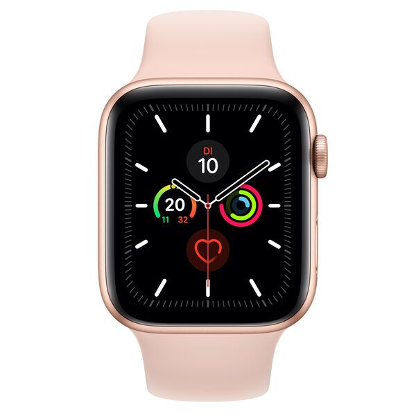 Apple Watch Series 5 (2019) | 44 mm | Aluminium | GPS + Cellular | gold | Sportarmband rosa 1