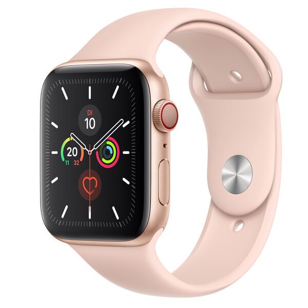 Apple Watch Series 5 (2019) | 44 mm | Aluminium | GPS + Cellular | gold | Sportarmband rosa 2