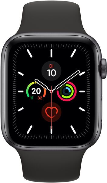Apple Watch Series 5 (2019) | 44 mm | Aluminium | GPS + Cellular | spacegrau | Sportarmband schwarz