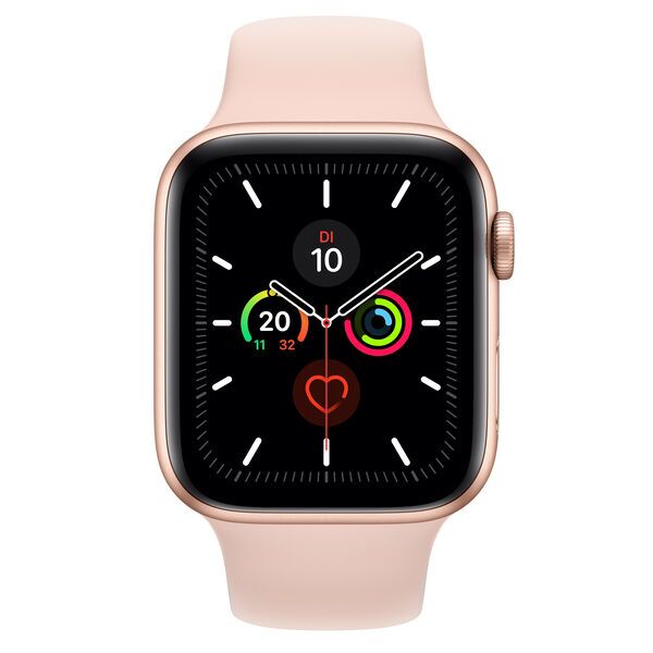 Apple Watch Series 5 (2019) | 44 mm | Aluminium | GPS | złoty | Pasek sportowy w kolorze różowy