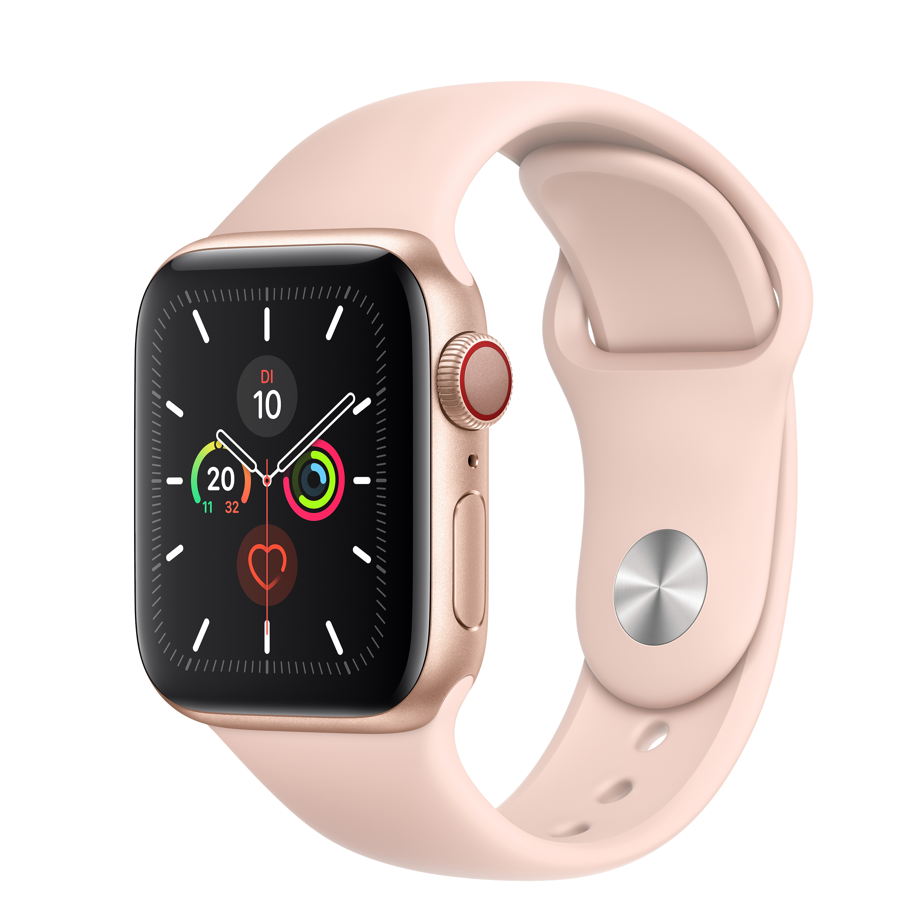 Apple Watch Series 5 (2019) | 40 mm | Aluminium | GPS + Cellular | gold |  Sportarmband rosa | 390 € | jetzt 30 Tage Rückgaberecht