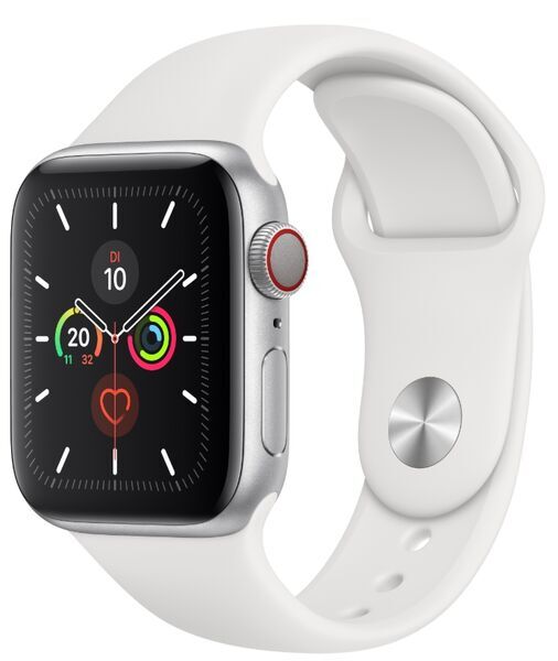 Apple Watch Series 5 (2019) | 40 mm | hliník | GPS + Cellular | stříbrná | sportovní náramek bílá 2