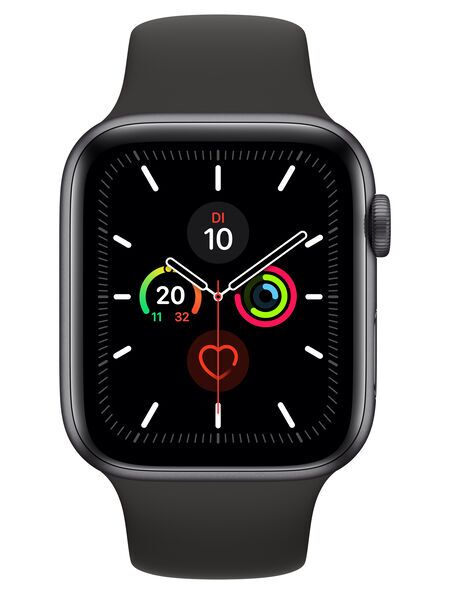 Apple Watch Series 5 (2019) | 44 mm | Aluminium | GPS | spacegrau | Sportarmband schwarz