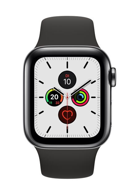 Apple Watch Series 5 (2019) | 40 mm | Rostfritt stål | GPS + Cellular | svart | Sportband svart