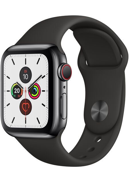 Apple Watch Series 5 (2019) | 40 mm | Edelstahl | GPS + Cellular | schwarz | Sportarmband schwarz 2