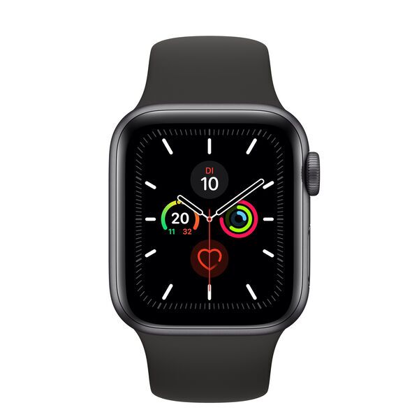 Apple Watch Series 5 (2019) | 40 mm | Aluminium | GPS | spacegrau | Sportarmband schwarz