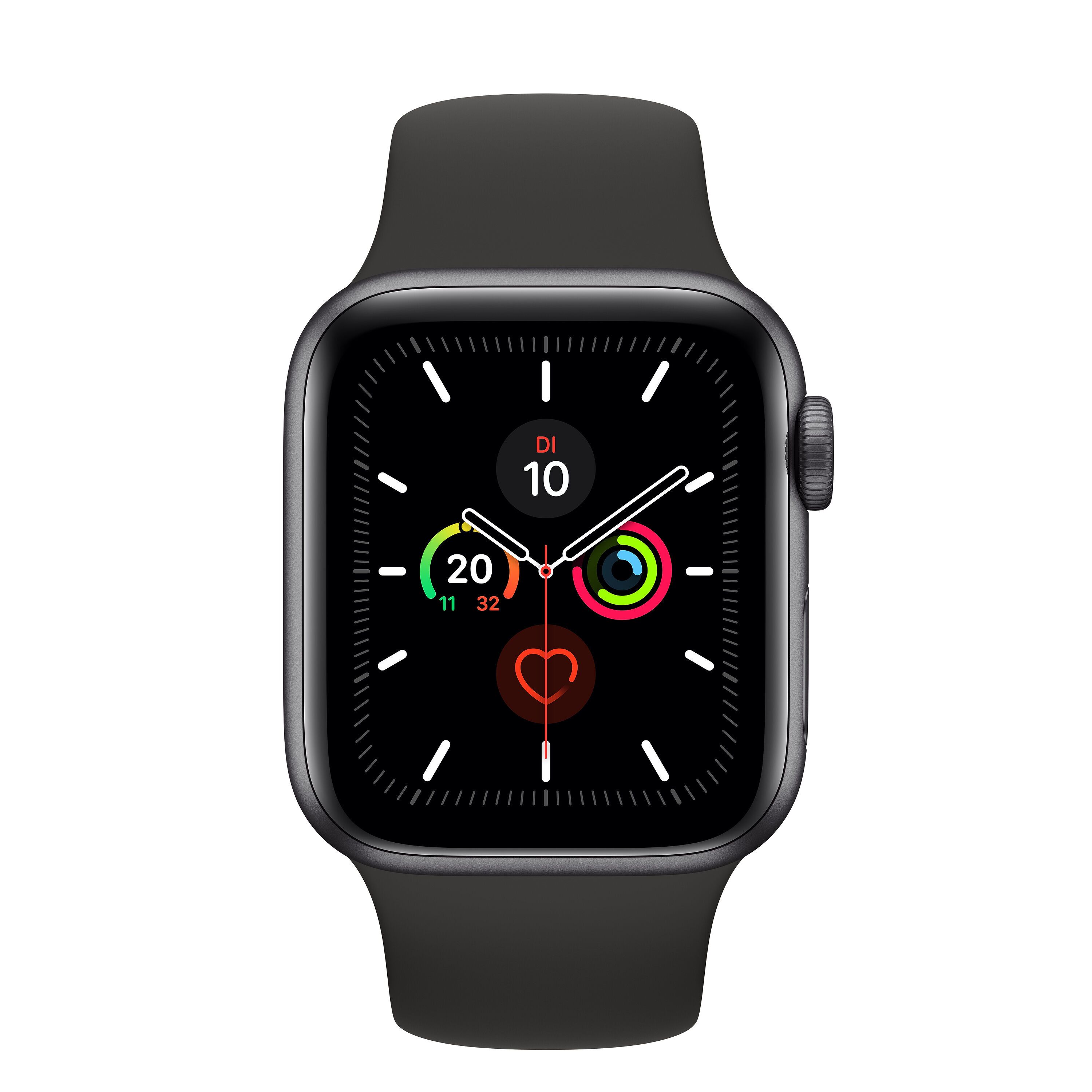 Apple Watch Series 5 (2019) 40 mm Aluminium GPS spacegrau Sportarmband schwarz