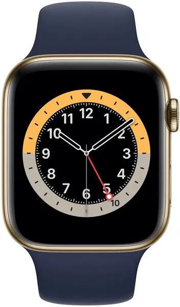 Apple Watch Series 5 (2019) | 44 mm | Aluminium | GPS + Cellular | złoty | Pasek sportowy w kolorze Midnight blue