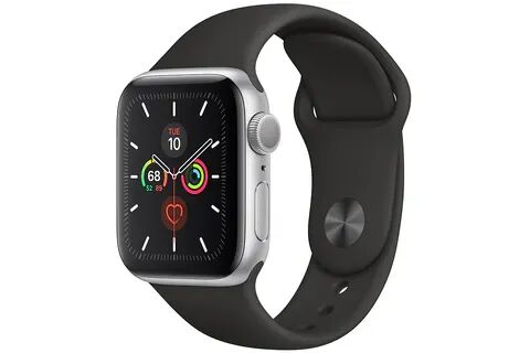 Apple Watch Series 5 (2019) | 44 mm | Stal szlachetna | GPS + Cellular | srebrny | Pasek sportowy w kolorze czarny