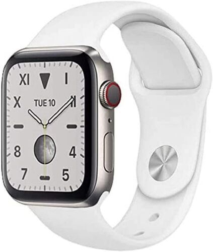 Väldigt bra: Apple Watch Series 5 (2019) | 44 mm | Titan | GPS + Cellular | silver | Sportband vit