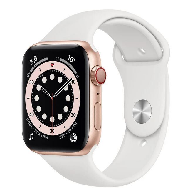 Apple Watch Series 5 (2019) 44 mm Aluminium GPS gold Sportarmband weiß