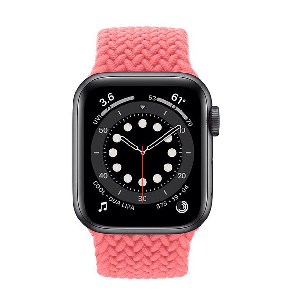 Apple Watch Series 6 Alluminio 40 mm (2020) | GPS + Cellular | Grigio Siderale | Cinturino Solo Loop Intrecciato Rosa Limonata, image 2 of 2