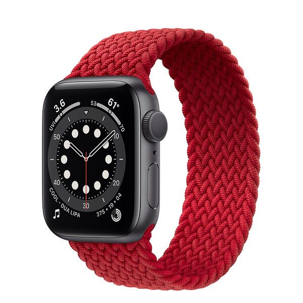 Apple Watch Series 6 Aluminium 40 mm (2020) | GPS + Cellular | Gris Sidéral | Boucle Solo tressée rouge, image 1 of 2