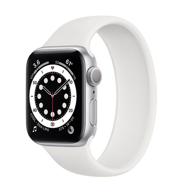 Apple Watch Series 6 Aluminium 40 mm (2020) | GPS + Cellular | argent | Bracelet Boucle unique blanc