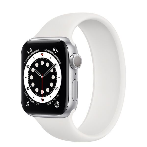 Apple Watch Series 6 Aluminium 40 mm (2020) | GPS | silber | Solo Loop Weiß