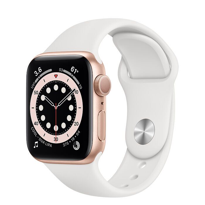Apple Watch Series 6 Aluminium 40 mm (2020) GPS gold Sportarmband weiß