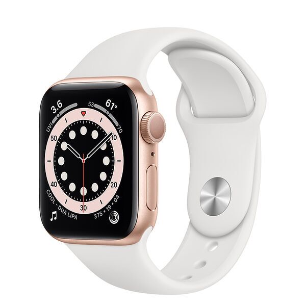 Apple Watch Series 6 Aluminium 40 mm (2020) | GPS + Cellular | guld | Sportsrem hvid