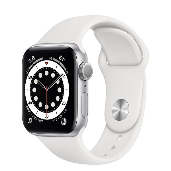 Apple Watch Series 6 Aluminium 40 mm (2020) | GPS | sølv | Sportsrem hvid