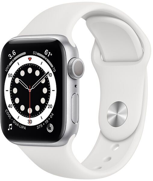 Apple Watch Series 6 Aluminium 40 mm (2020) | GPS | silber | Sportarmband weiß