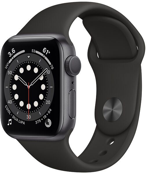 Apple Watch Series 6 Aluminium 40 mm (2020) | GPS | spacegrau | Sportarmband schwarz