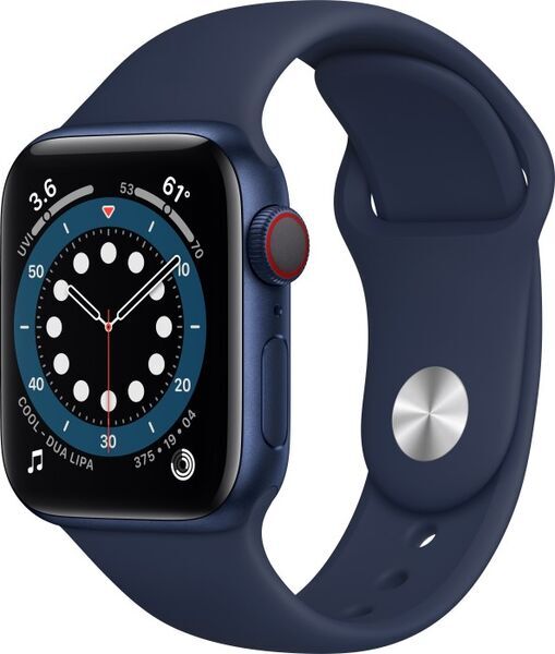 Apple Watch Series 6 Alumínio 40 mm (2020) | GPS + Cellular | azul | bracelete desportiva azul-marinho escuro