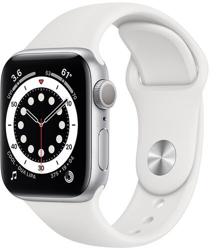 Väldigt bra: Apple Watch Series 6 Aluminium 40 mm (2020) | GPS + Cellular | silver | Sportband vit