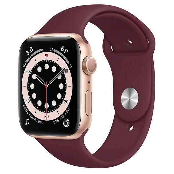 Apple Watch Series 6 Aluminium 44 mm (2020) | GPS | gold | Sportarmband Pflaume, image 1 of 2