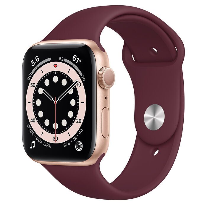 Apple Watch Series 6 Aluminium 44 mm (2020) GPS gold Sportarmband Pflaume