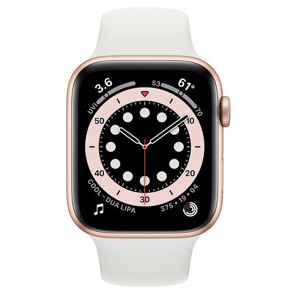 Apple Watch Series 6 Aluminium 44 mm (2020) | GPS + Cellular | gold | Sportarmband weiß 2