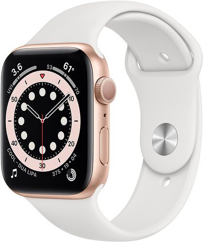 Apple Watch Series 6 Aluminum 44 mm (2020) | GPS | gold | Sport Band white