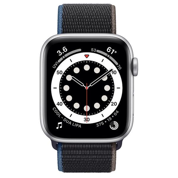 Apple Watch Series 6 Aluminium 44 mm (2020) | GPS + Cellular | argent | Boucle Sport charbon 2