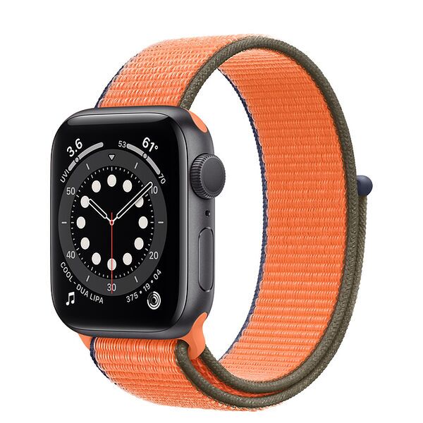 Apple Watch Series 6 Alluminio 44 mm (2020) | GPS + Cellular | Grigio Siderale | Cinturino Sport Loop Kumquat, image 1 of 2