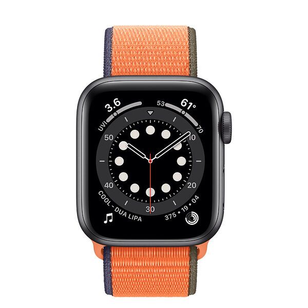 Apple Watch Series 6 Alluminio 44 mm (2020) | GPS + Cellular | Grigio Siderale | Cinturino Sport Loop Kumquat, image 2 of 2