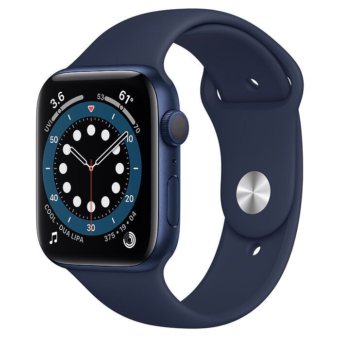Apple Watch Series 6 Aluminium 44 mm (2020) | GPS | blauw | Donkerblauw sportbandje