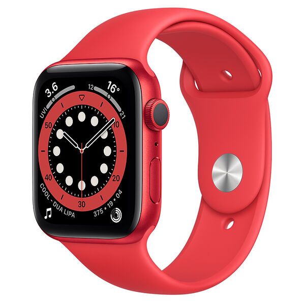 Apple Watch Series 6 Aluminium 44 mm (2020) | GPS | rot | Sportarmband rot