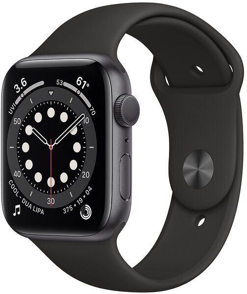 Apple Watch Series 6 Aluminium 44 mm (2020) | GPS | spacegrau | Sportarmband schwarz
