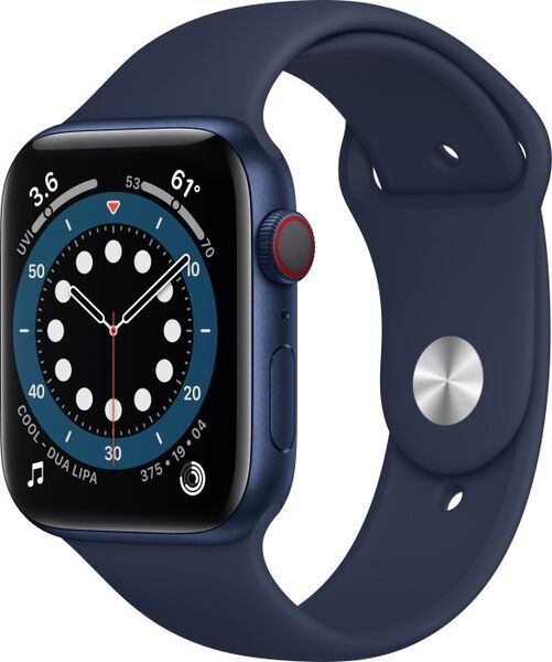 Apple Watch Series 6 Alumínio 44 mm (2020) | GPS + Cellular | azul | bracelete desportiva azul-marinho escuro