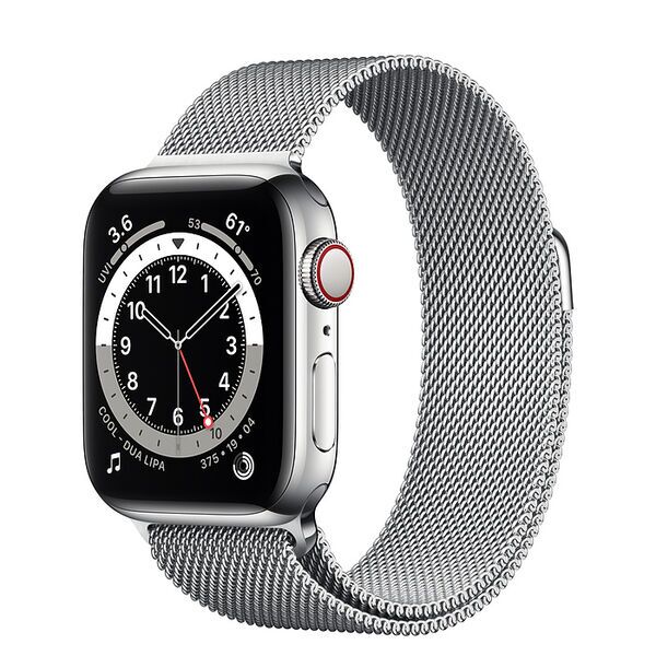 Apple Watch Series 6 Edelstahl 40 mm (2020) | silber | Milanaise Armband Silber