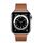 Apple Watch Series 6 Acciaio inossidabile 40 mm (2020) | Argento | Cinturino in pelle moderno Medium Marrone Sella, thumbnail 2 of 2